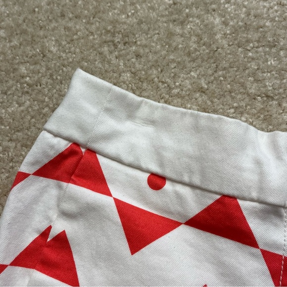 J Crew Shorts Womens 00 White Red Geometric Printed Chino Stretch Cotton Blend - Picture 9 of 10